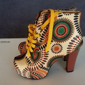 Bohemian style wedges ankle boots
